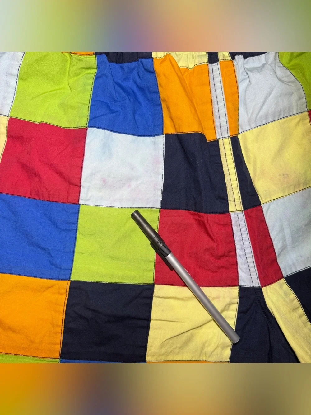 J. Crew Swim Shorts with White Drawstring Multicolored Patchwork Men’s XL